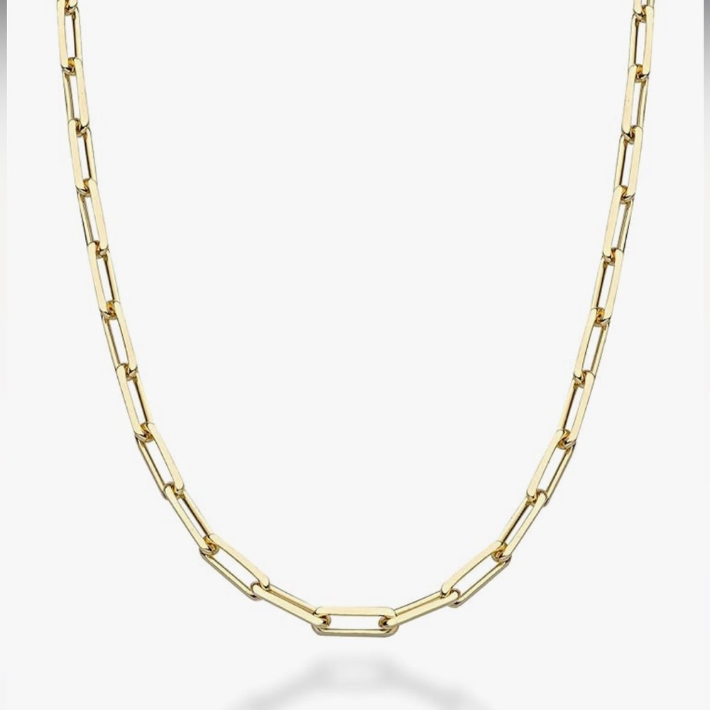 Italian Solid 18K Gold Over Sterling Silver 3mm Paperclip Link Chain Necklace